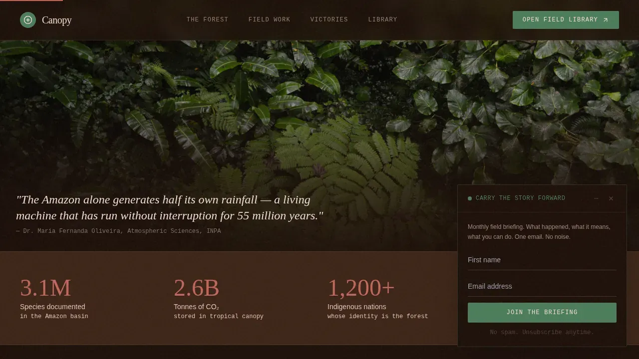 Rainforest Protection Landing Page Template