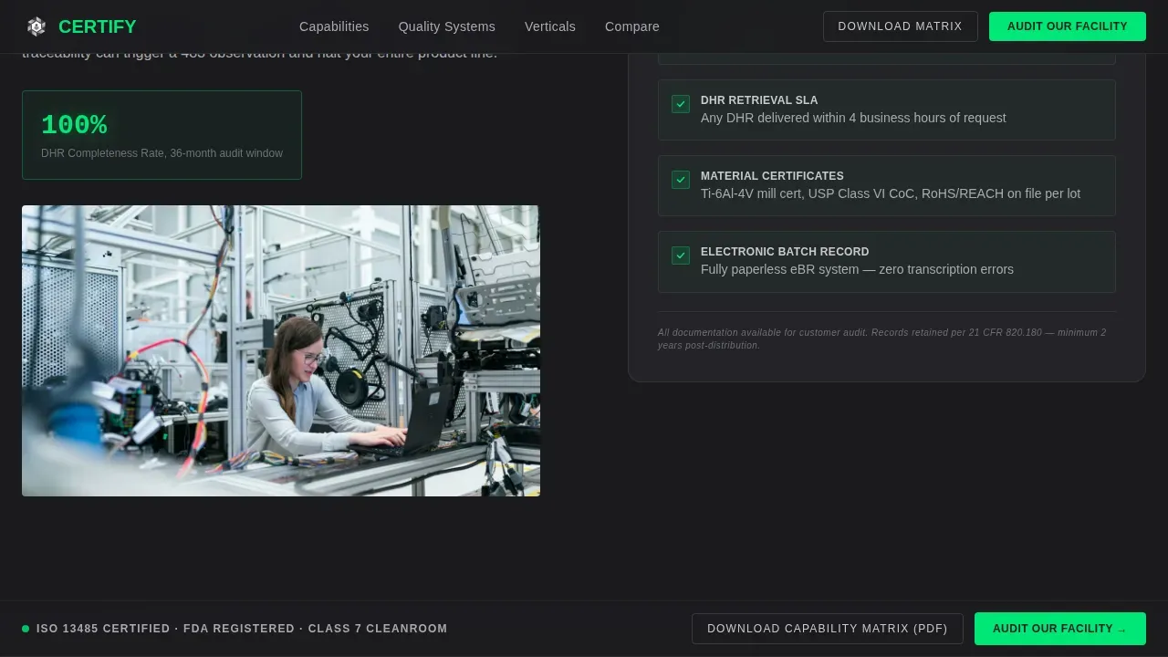 Medical Device OEM Supplier Landing Page Template