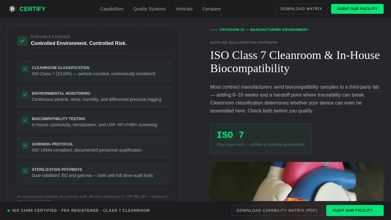 Medical Device OEM Supplier Landing Page Template