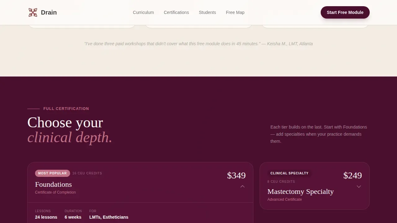 Expert Lymphatic Certification Landing Page Template