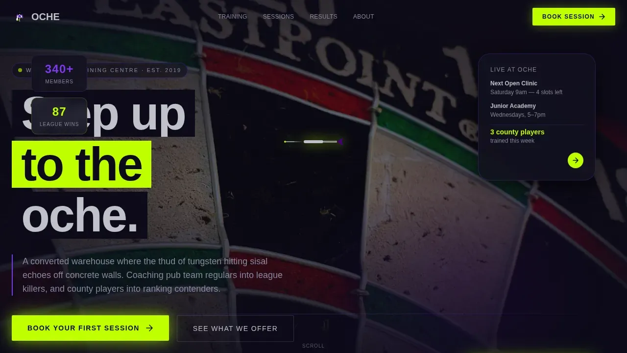 Advanced Darts Appointment Booking Website Template