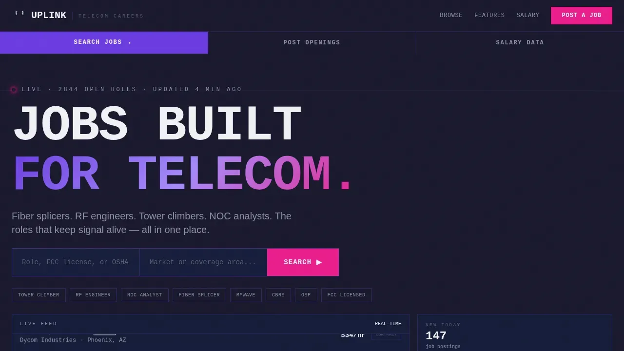 Advanced Telecom Job Board Landing Page Template