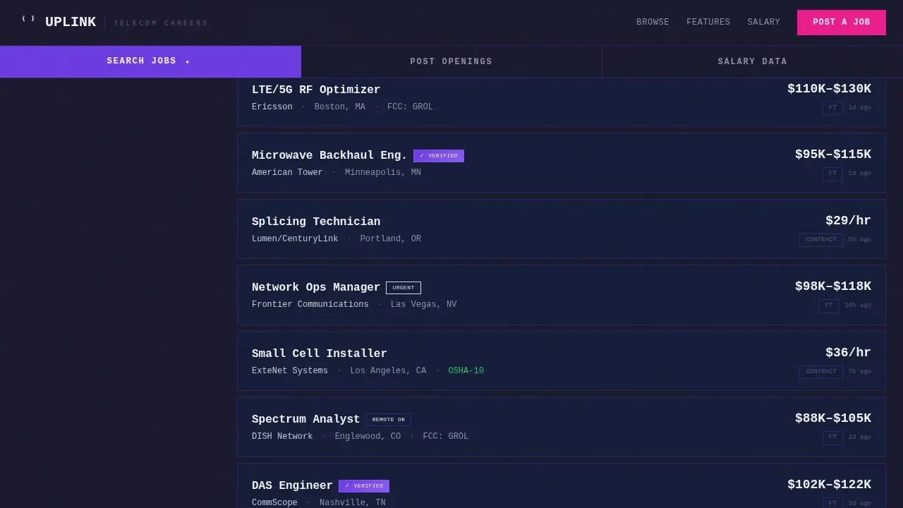 Advanced Telecom Job Board Landing Page Template
