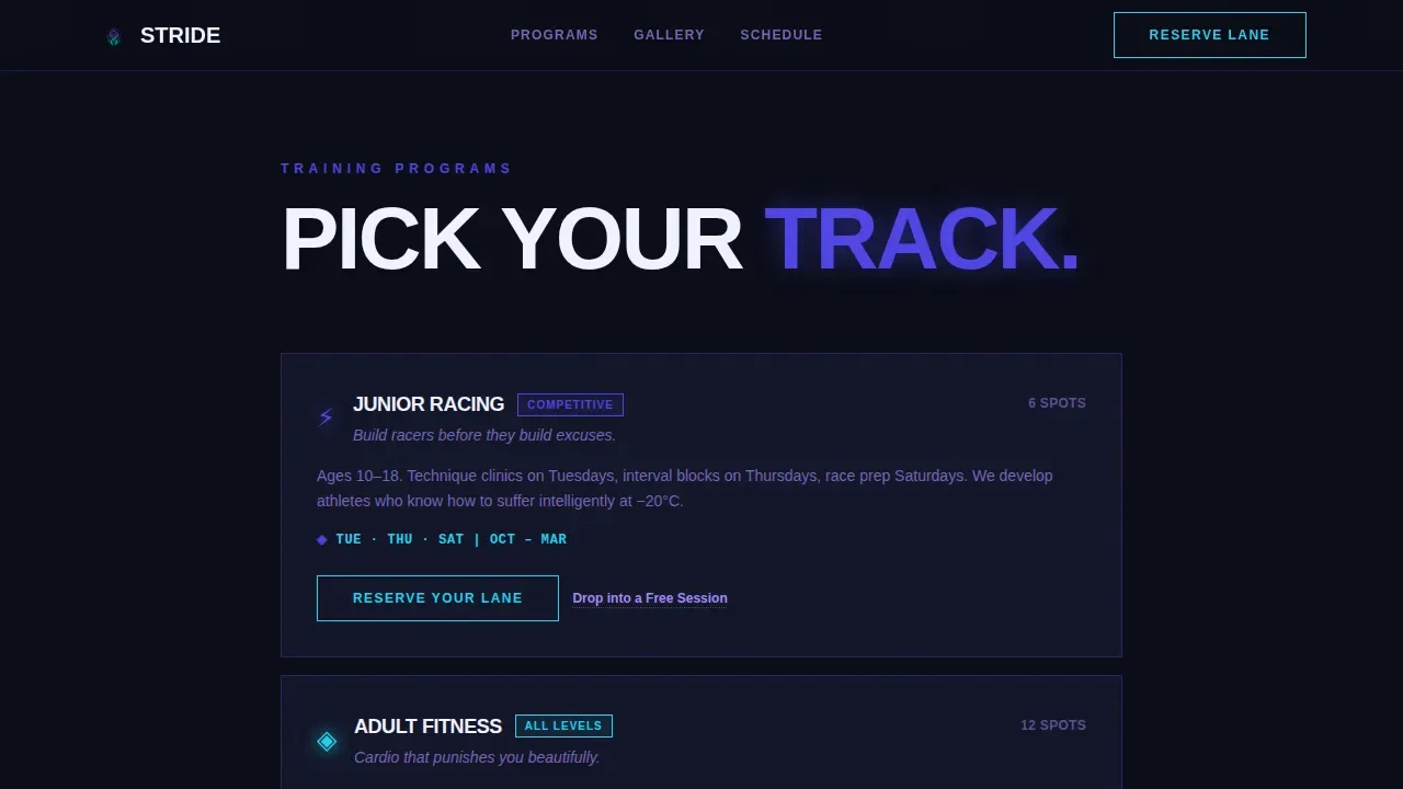 Elite Nordic Sports Landing Page Template