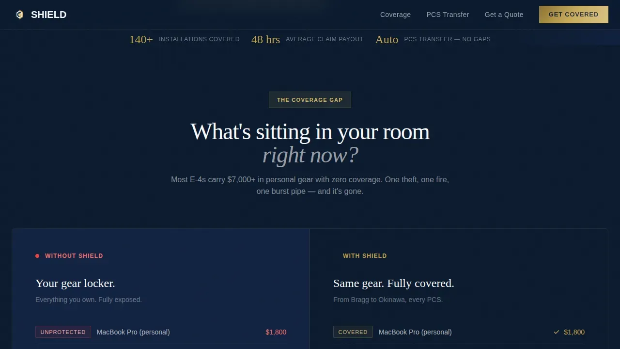 Military Service Member Insurance Comparison Website Template