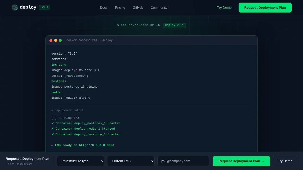 Self-Hosted LMS Comparison Landing Page Template