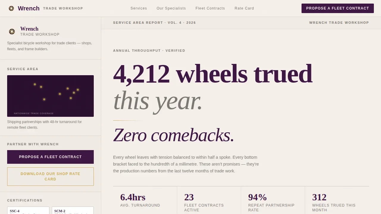 Precision Bike Mechanic Landing Page Template