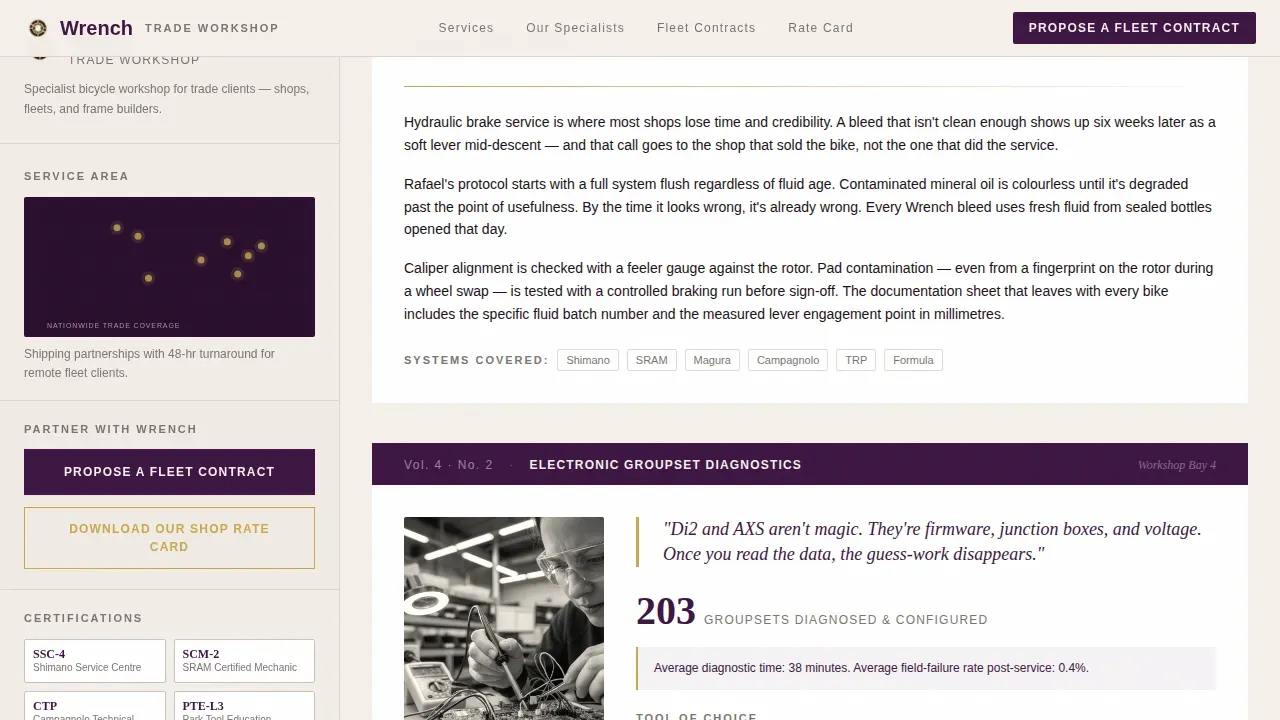 Precision Bike Mechanic Landing Page Template