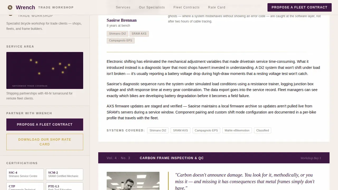 Precision Bike Mechanic Landing Page Template