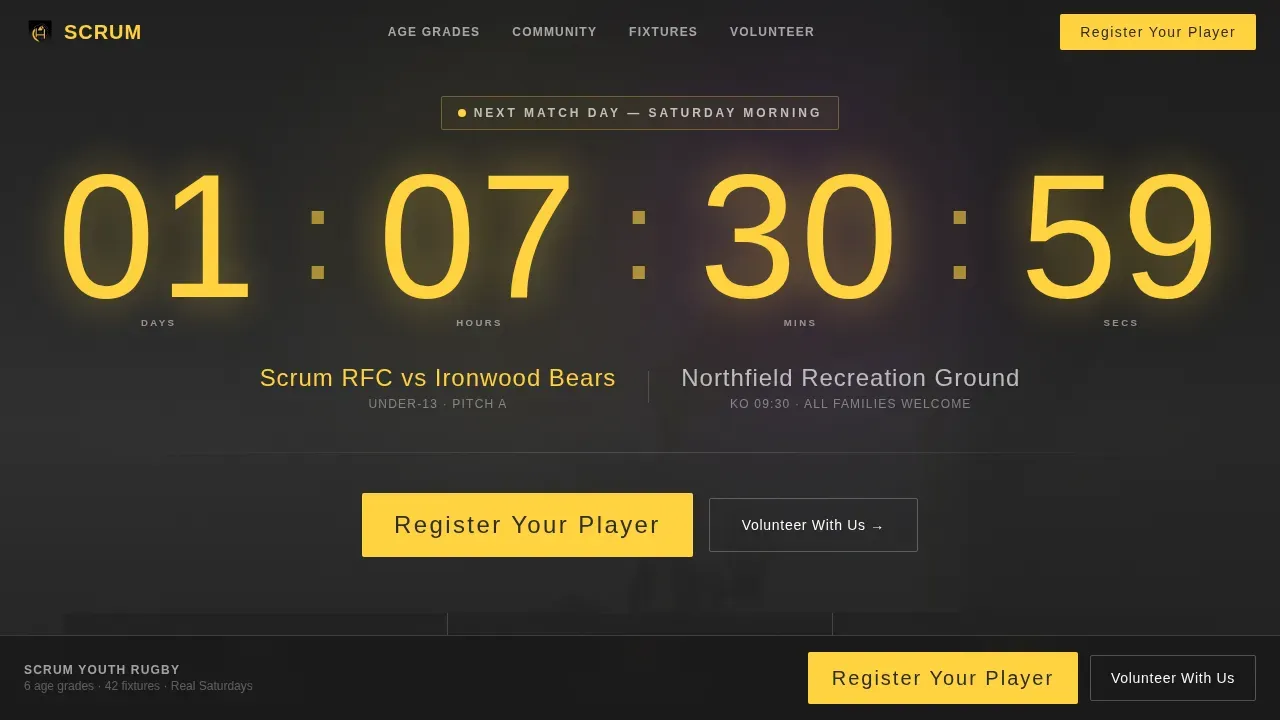 Industrial Rugby Academy Landing Page Template