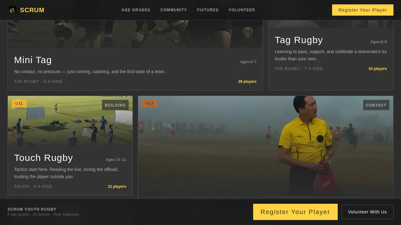 Industrial Rugby Academy Landing Page Template