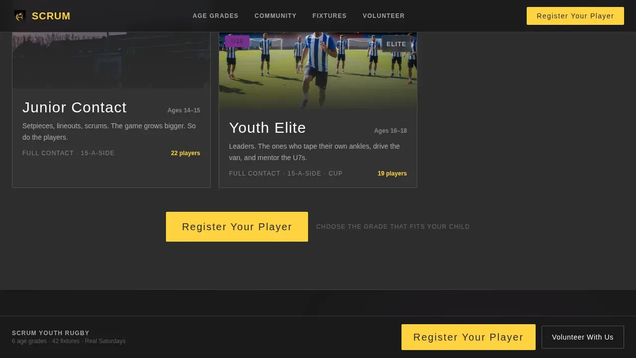 Industrial Rugby Academy Landing Page Template