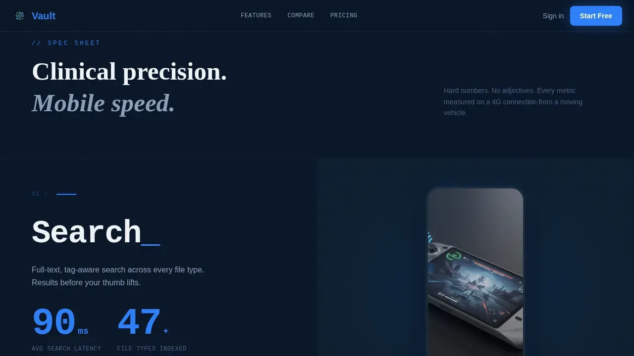 Mobile-First Asset Storage Landing Page Template