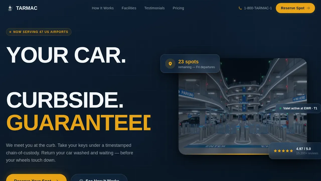 Premium Airport Valet Landing Page Template