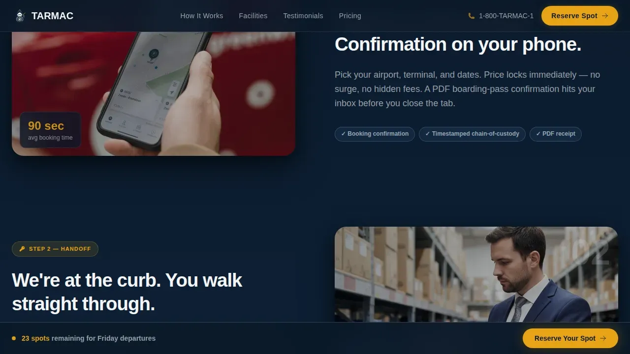 Premium Airport Valet Landing Page Template