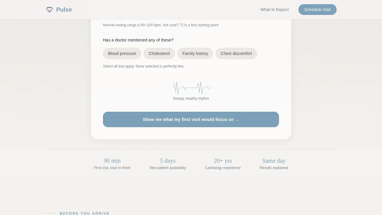 Heart Health Onboarding Landing Page Template