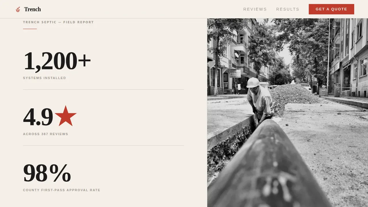 Trusted Septic Installer Landing Page Template