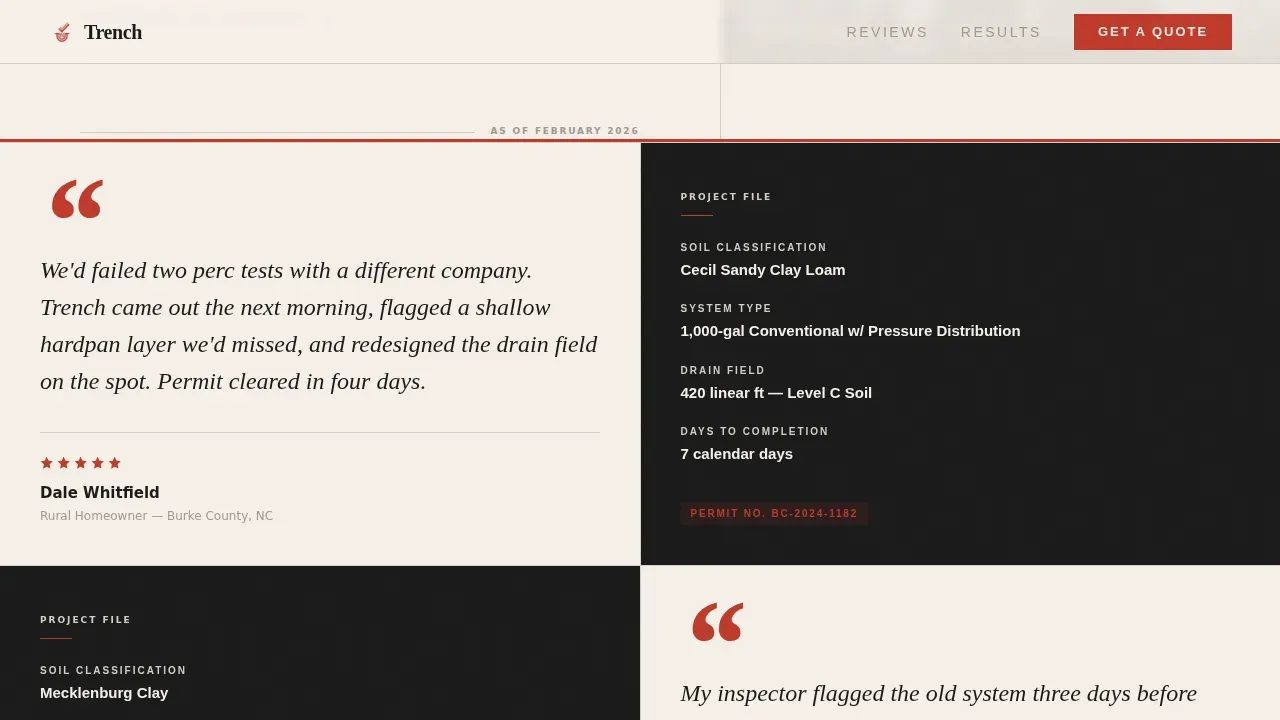 Trusted Septic Installer Landing Page Template