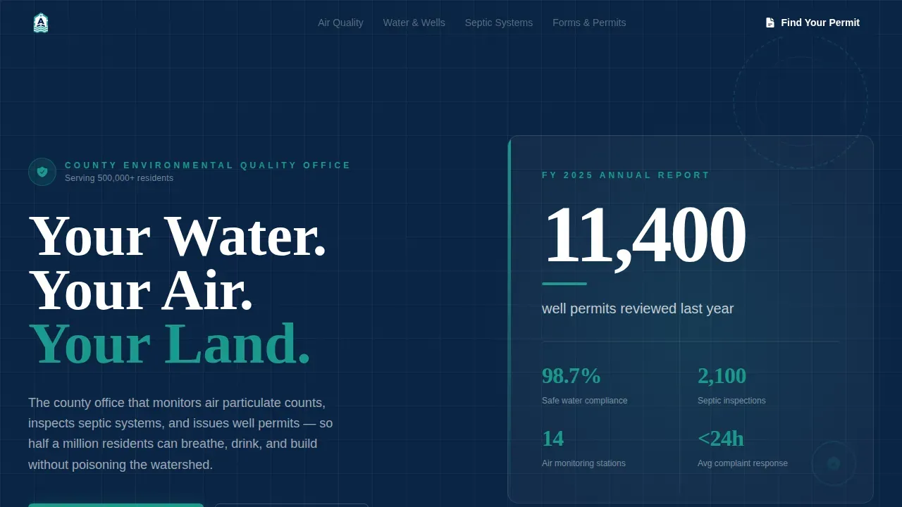 Trusted Environmental Licensing Landing Page Template