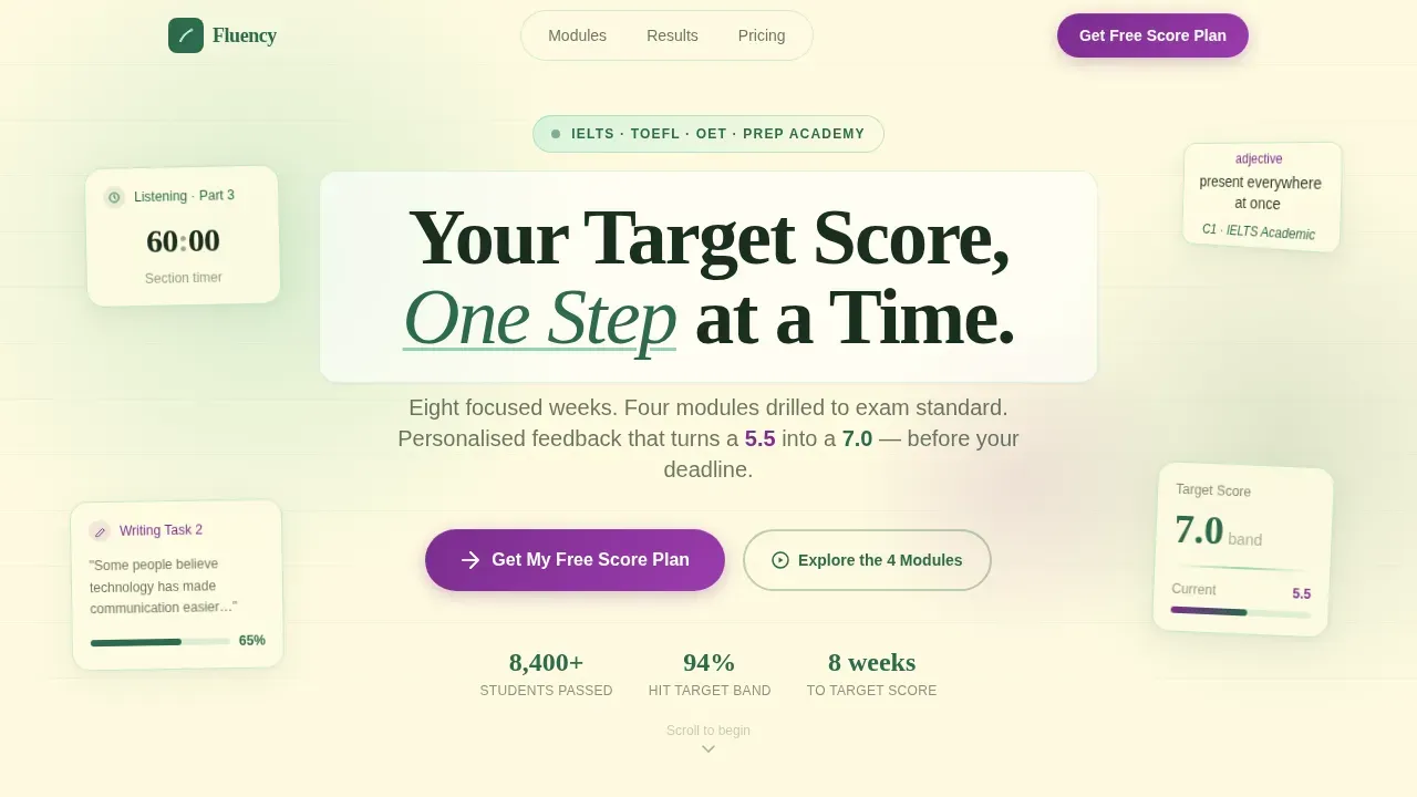 IELTS Prep Landing Page Template for Score Growth