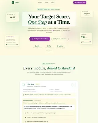 IELTS Prep Landing Page Template for Score Growth