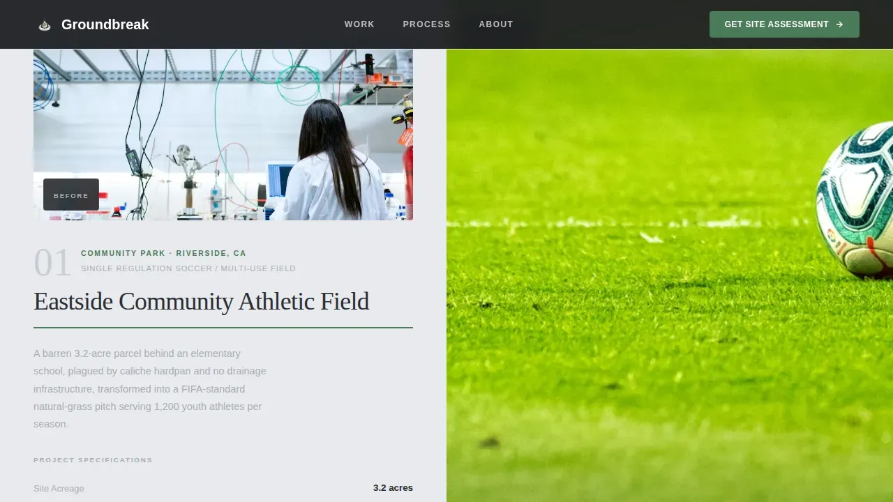 Game Day Stadium Construction Landing Page Template