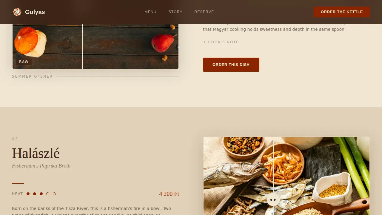 Artisan Hungarian Cuisine Landing Page Template