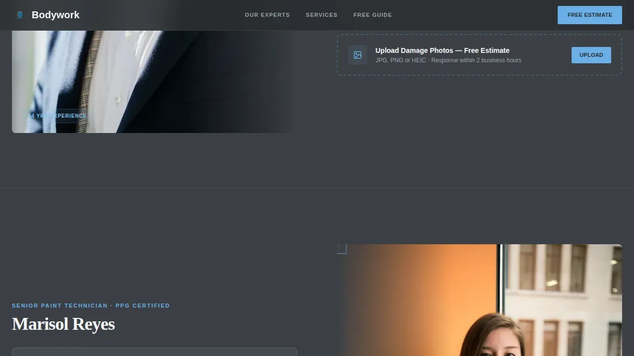 Certified Vehicle Restoration Landing Page Template