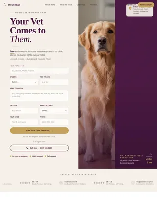 Licensed Mobile Veterinary Landing Page Template