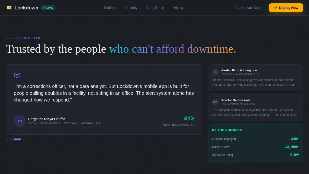 Corrections Management Software Landing Page Template