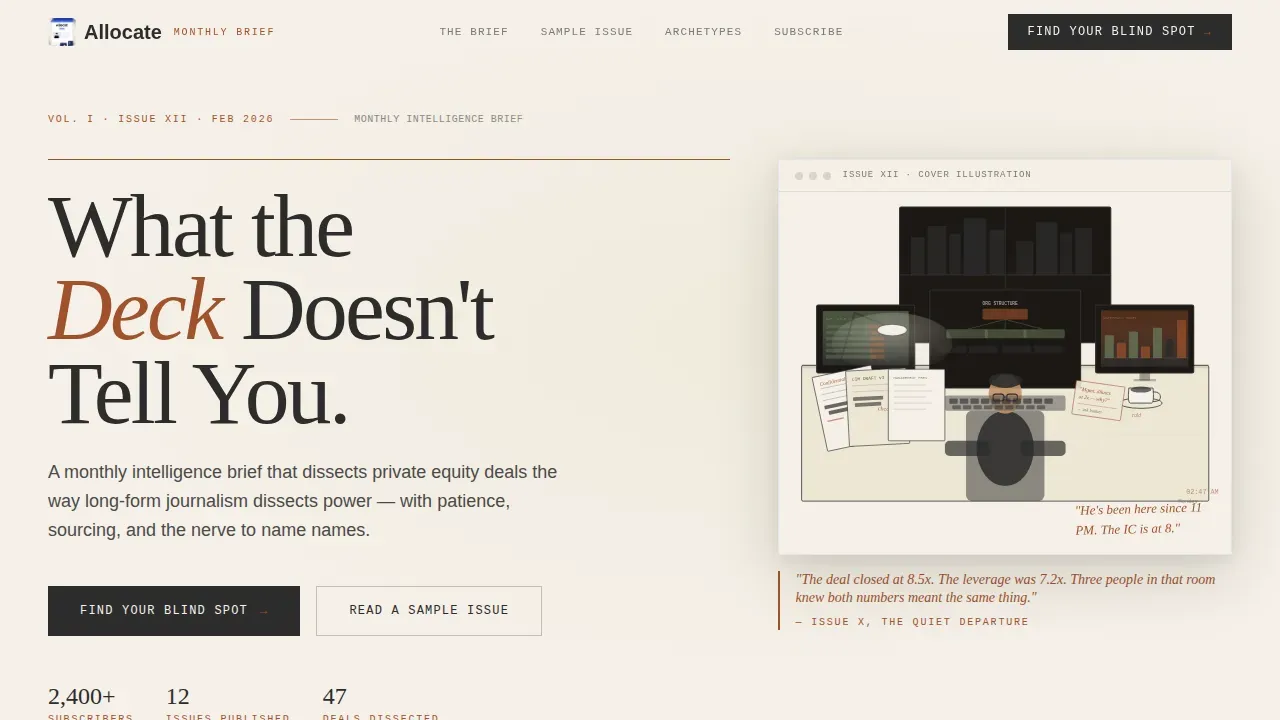 Private Equity Newsletter Landing Page Template