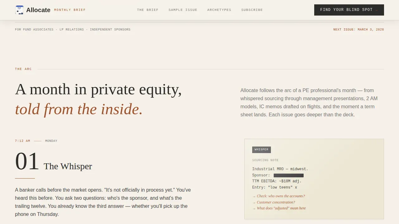 Private Equity Newsletter Landing Page Template