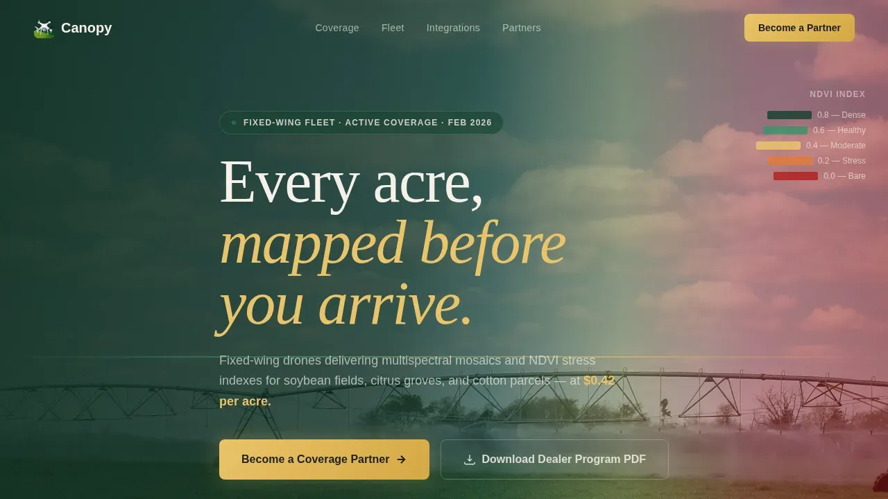 Drone Crop Monitoring Landing Page Template