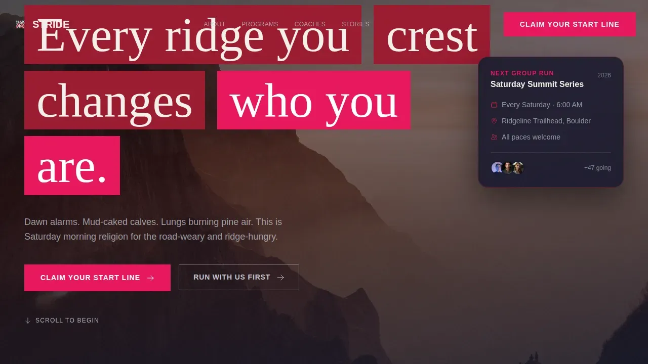 Vibrant Trail Running Landing Page Template