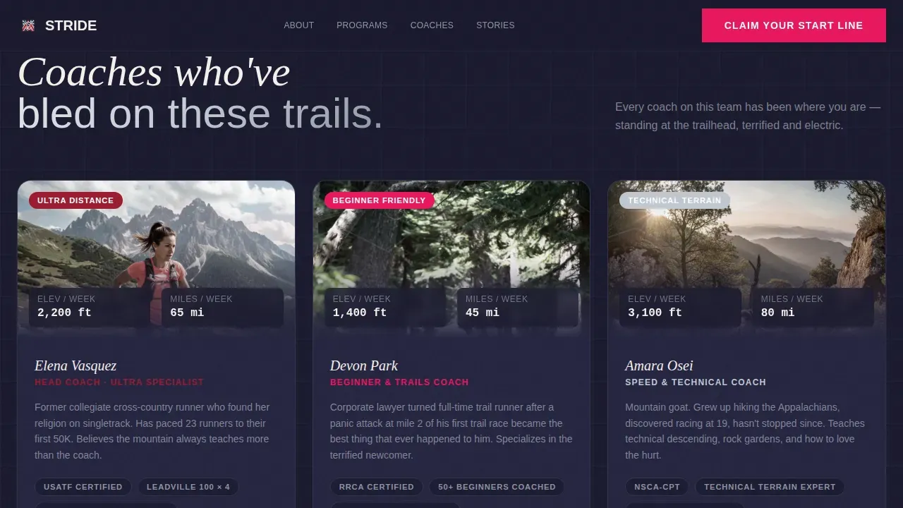 Vibrant Trail Running Landing Page Template