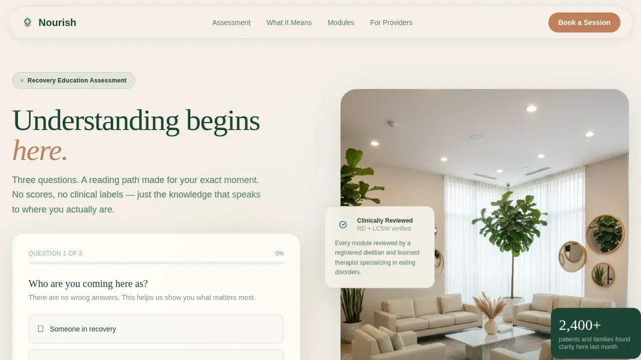 Eating Disorder Care Booking Website Template