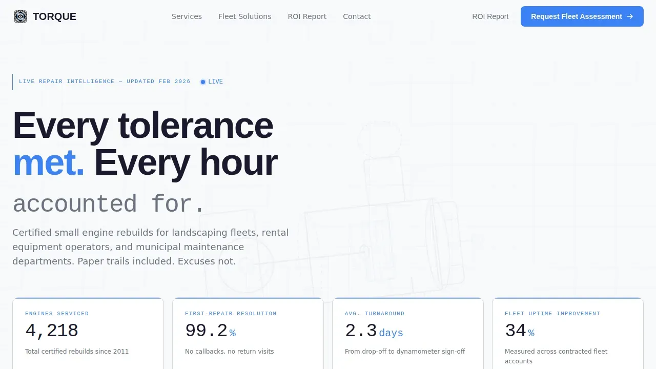 Precision Engine Service Landing Page Template