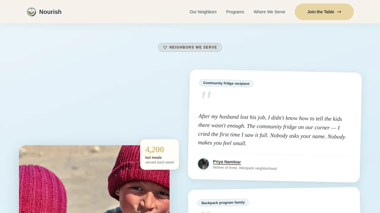 Hunger Relief Grassroots Organization Landing Page Template