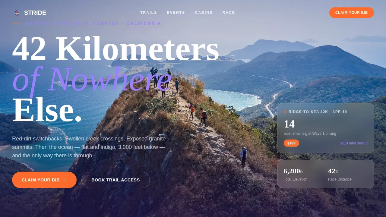 Adventure Terrain Marathon Running Landing Page Template