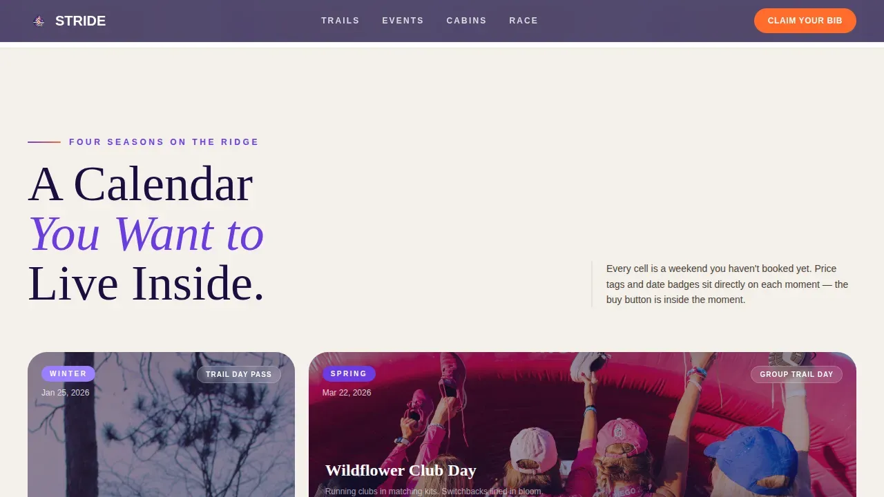 Adventure Terrain Marathon Running Landing Page Template