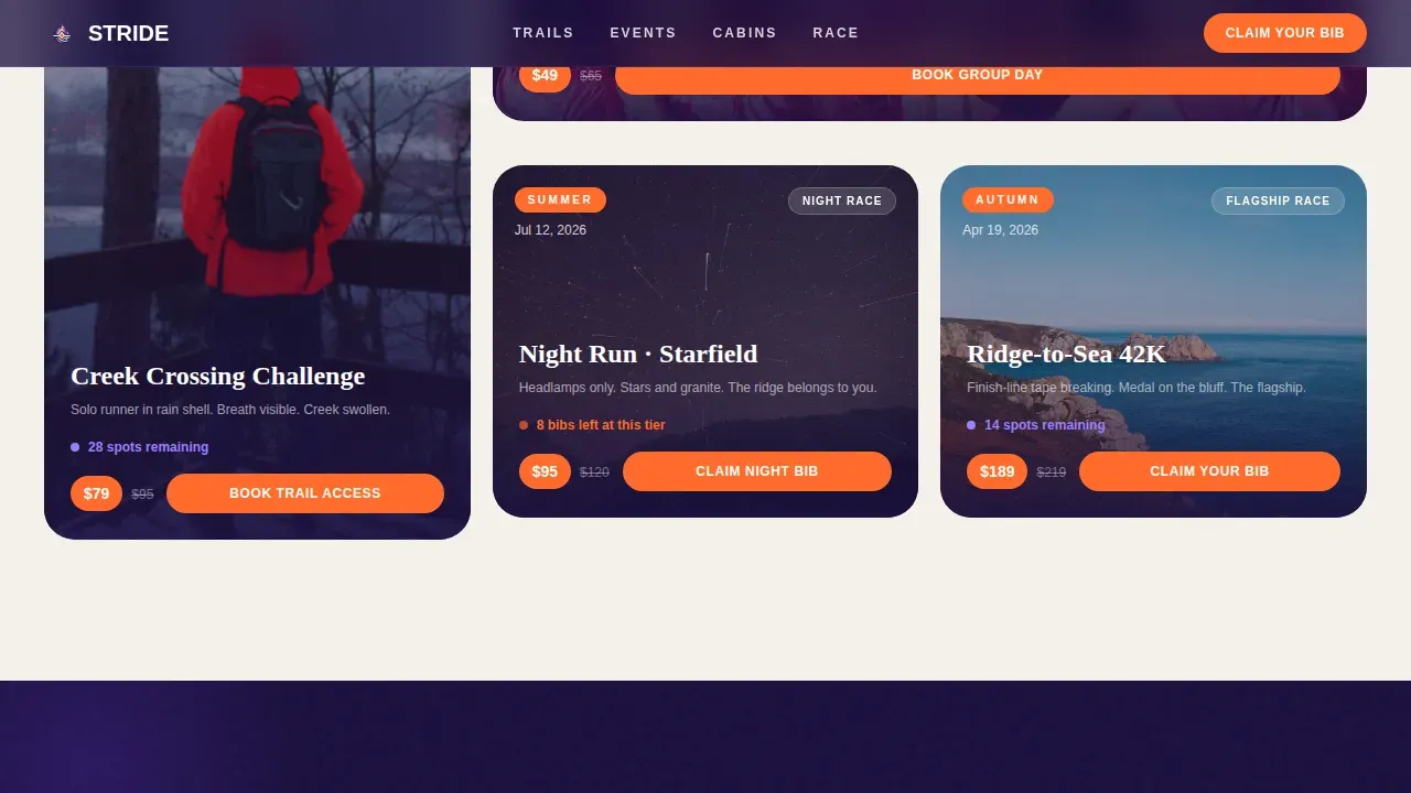 Adventure Terrain Marathon Running Landing Page Template