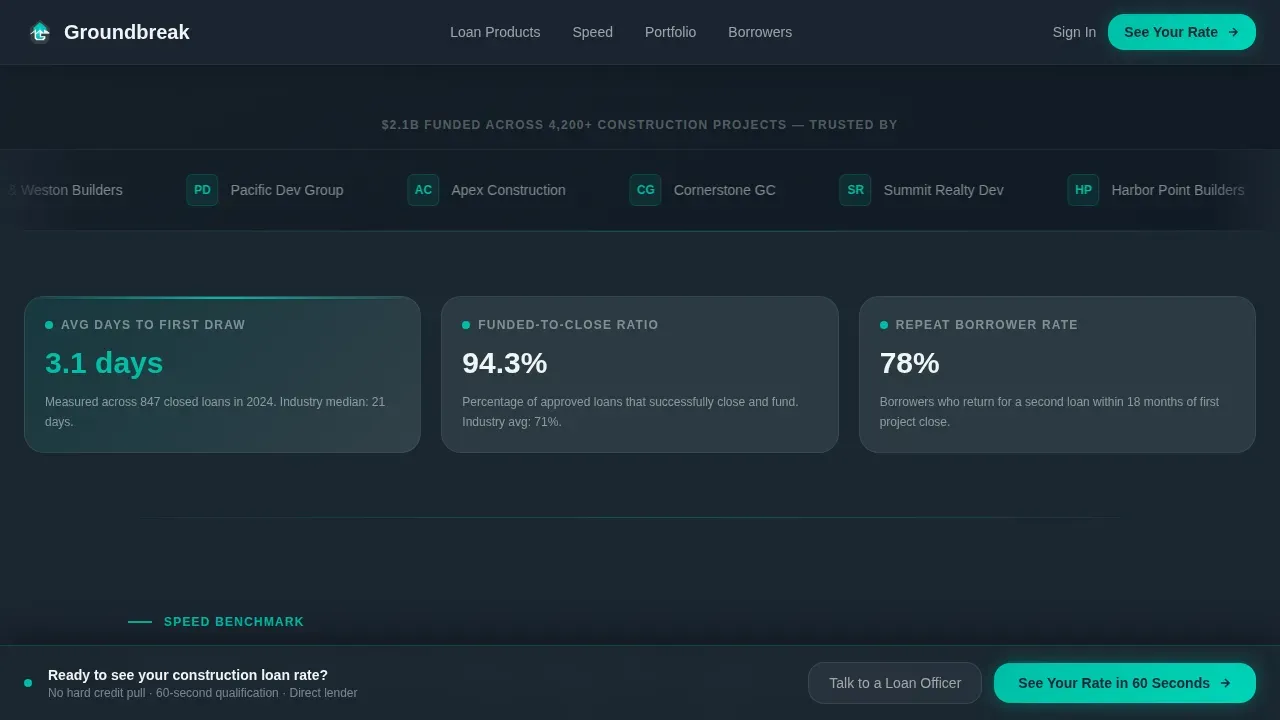 Construction Finance Landing Page Template
