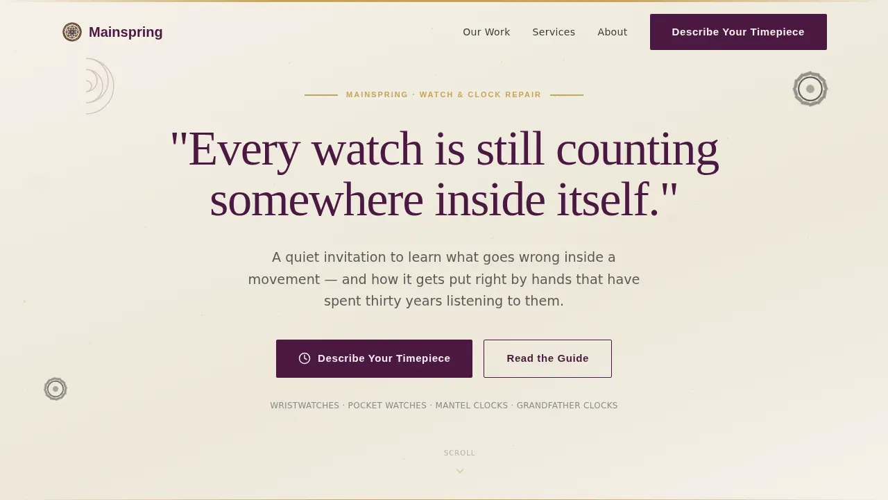 Professional Horological Repair Landing Page Template