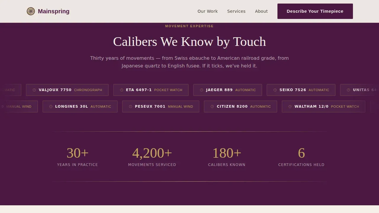 Professional Horological Repair Landing Page Template