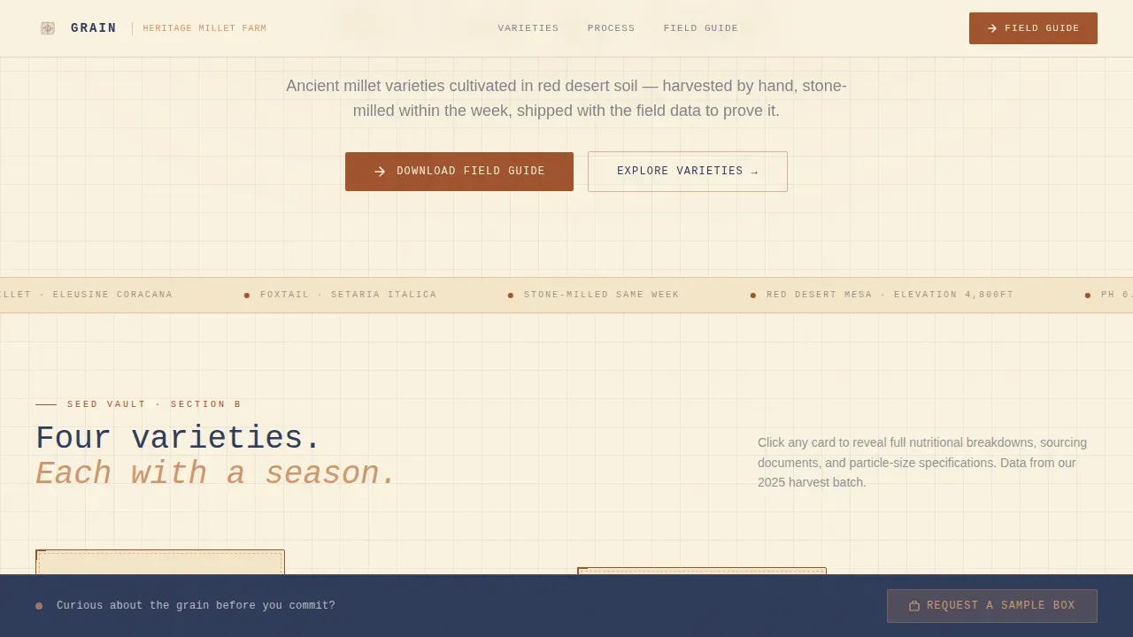 Ancestral Millet Farming Landing Page Template