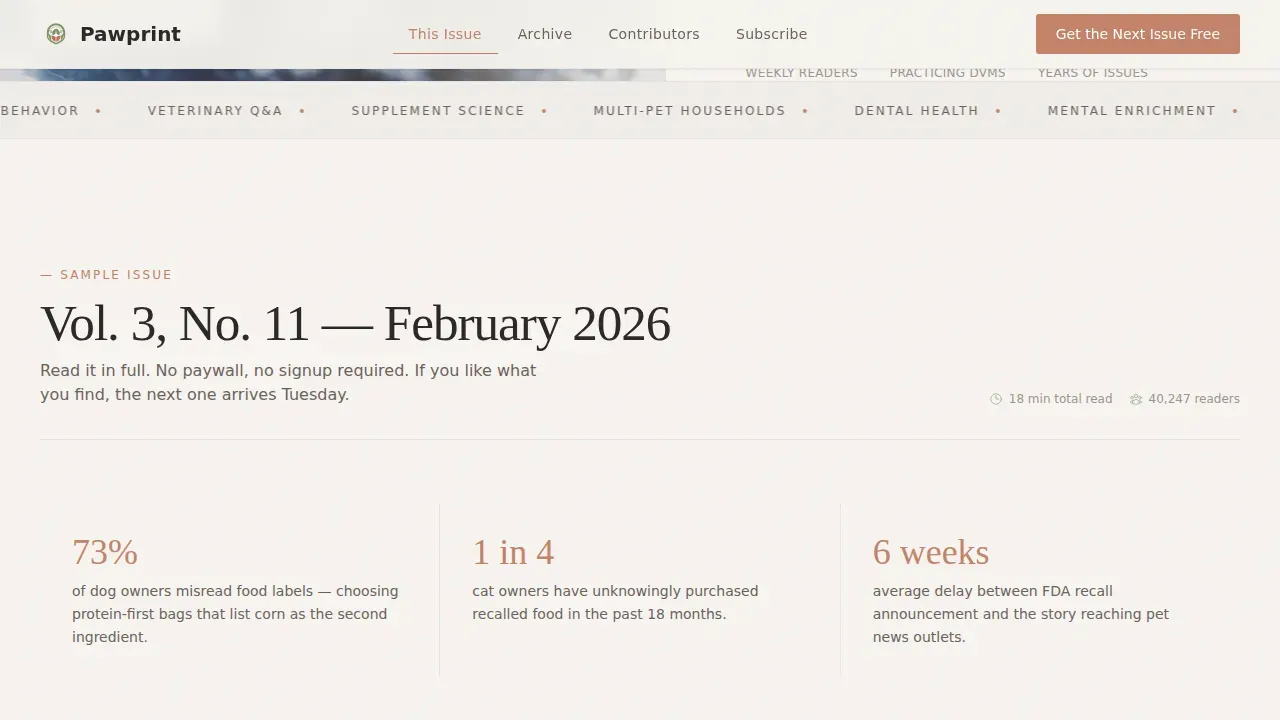 Pet Care Newsletter Landing Page Template