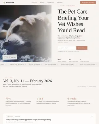 Pet Care Newsletter Landing Page Template