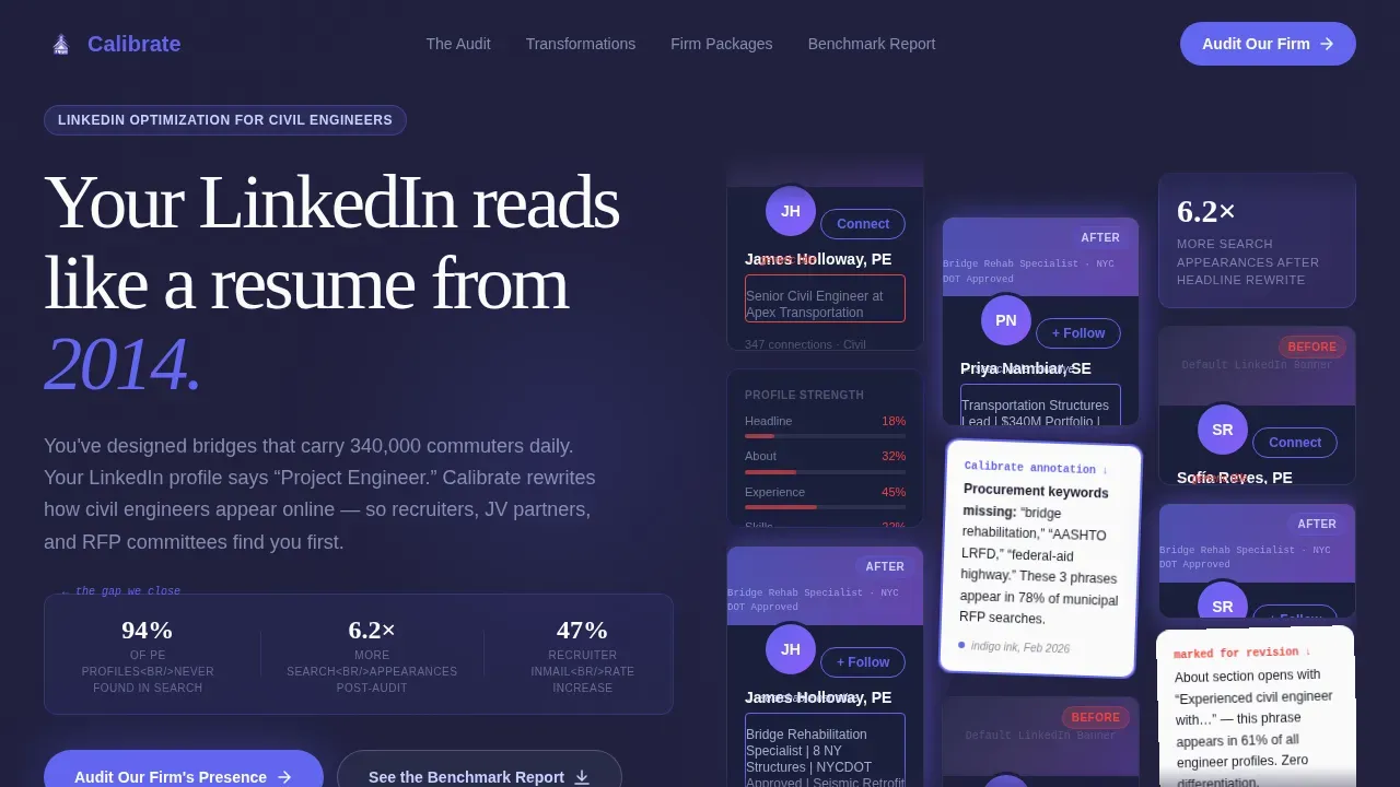 Civil Engineer Profile Pricing Website Template