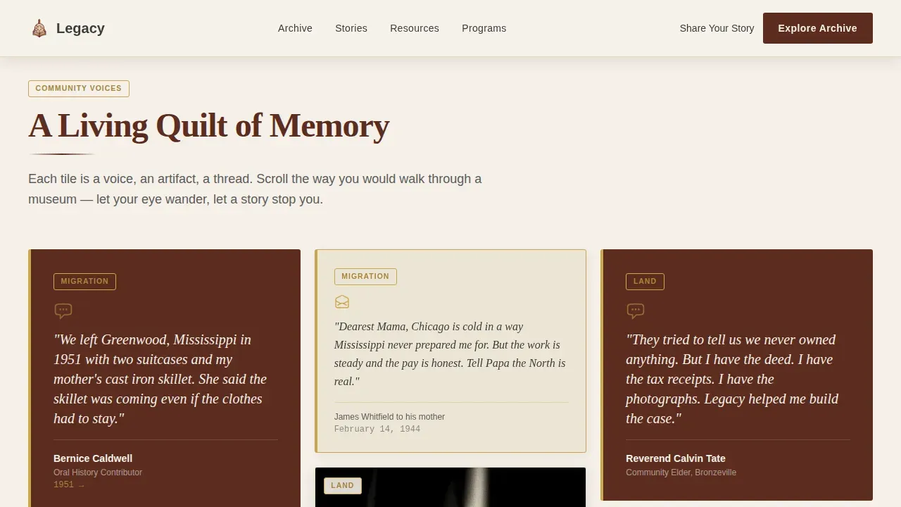 Black Heritage Community Preservation Landing Page