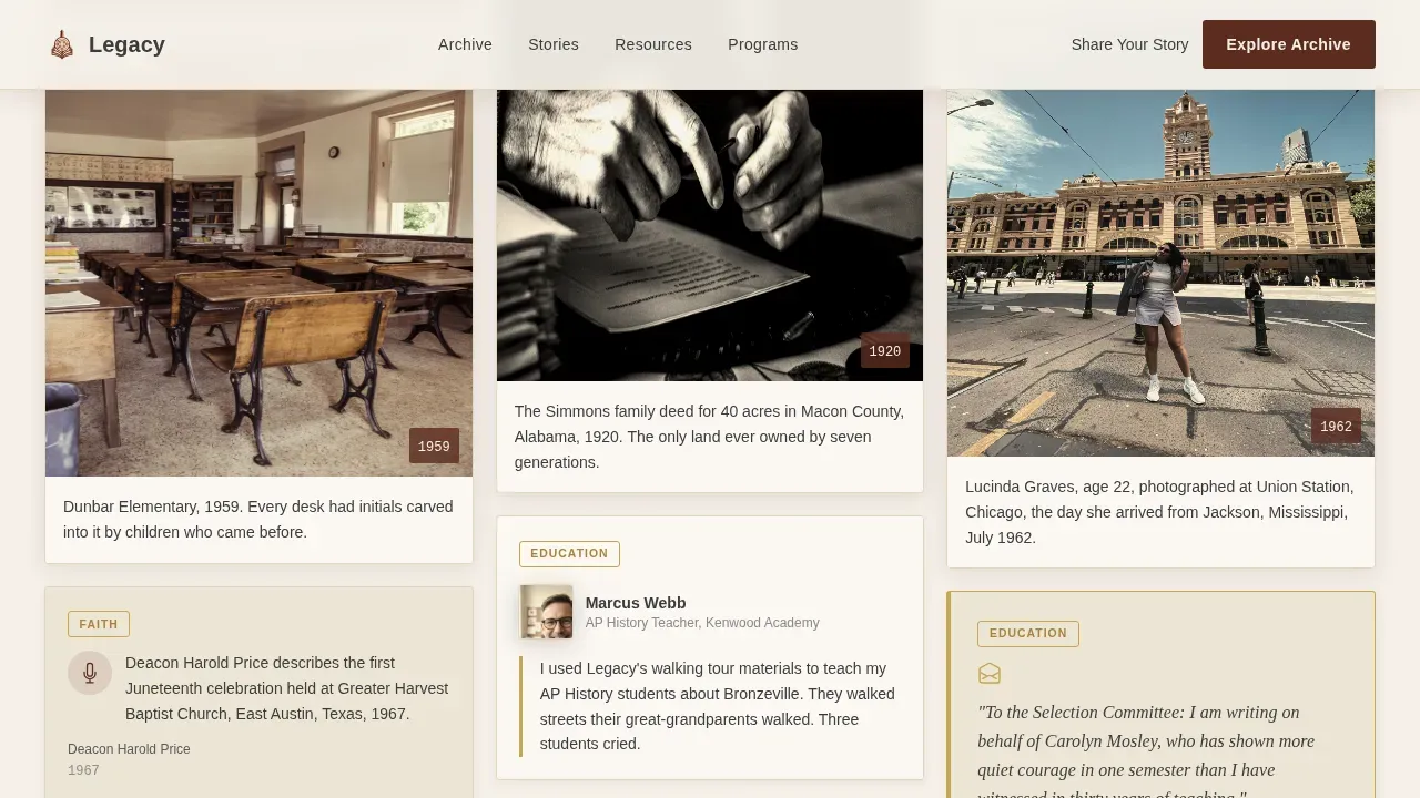 Black Heritage Community Preservation Landing Page